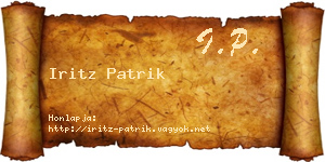 Iritz Patrik névjegykártya
